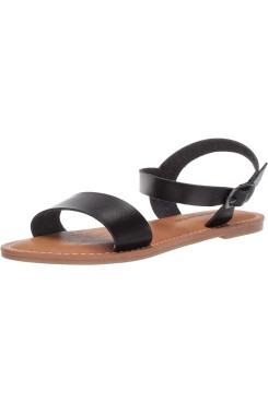Black Women's Two Strap Buckle Sandal